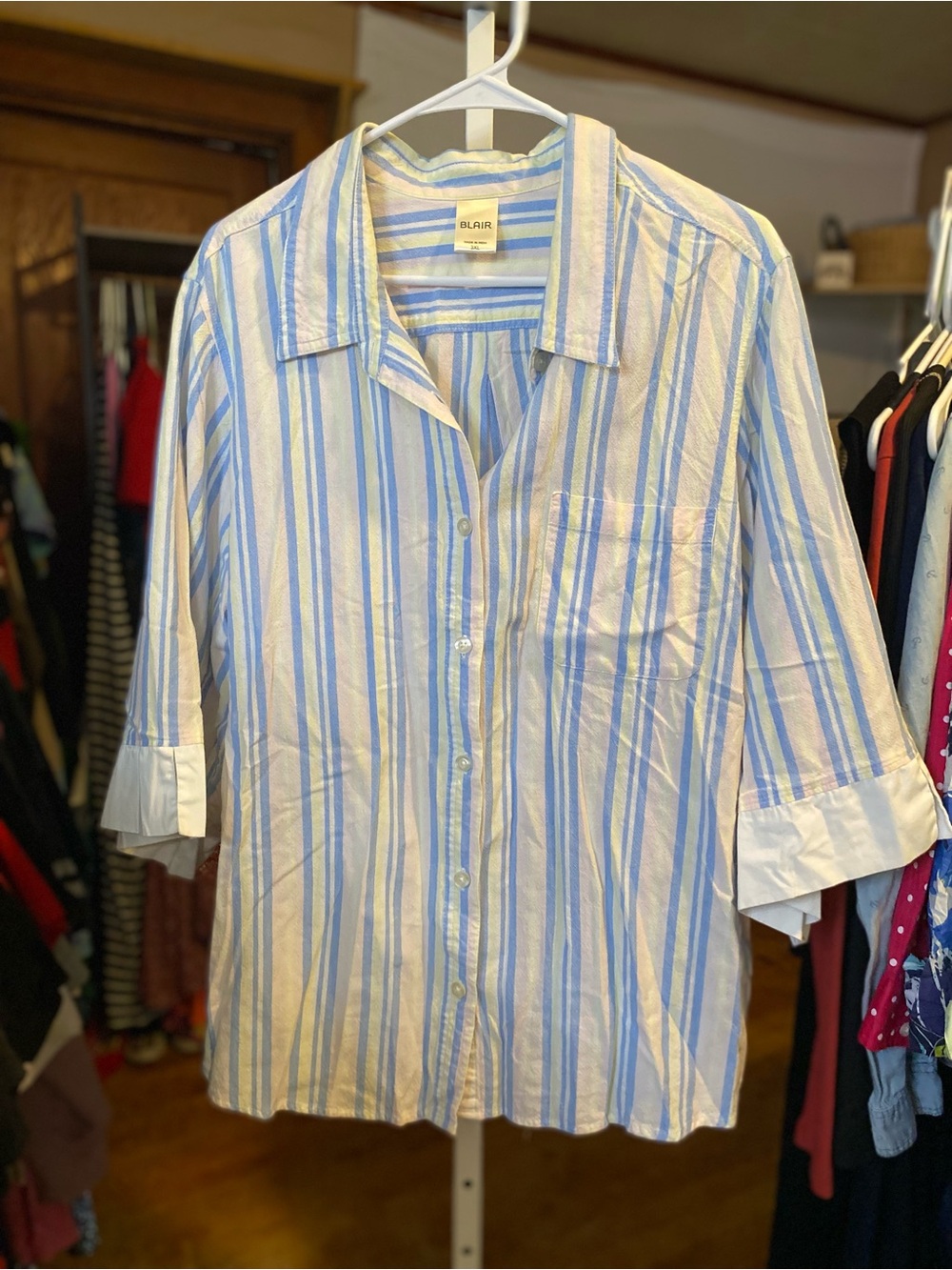 Blair White and Blue Striped Button-Down Shirt